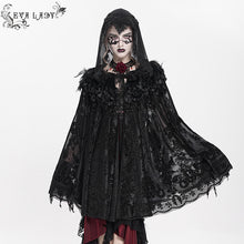 Load image into Gallery viewer, ECA023 Gothic velvet pattern hooded small cape