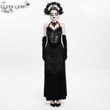 Load image into Gallery viewer, ESKT06501 Gothic velvet dress with fur collar