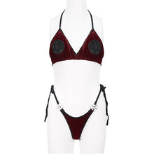 Load image into Gallery viewer, SST02502 red Pentagram Velvet sexy lingerie