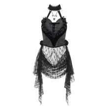 Load image into Gallery viewer, ECST00901 Black Heart Shaped Floral Gothic Corset