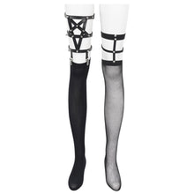 Load image into Gallery viewer, AS156 Inverted five-pointed Star Studded Stretch Band Asymmetrical Long Socks