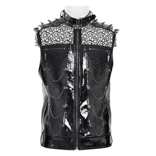 Load image into Gallery viewer, WT105 Punk Tree-Patterned Mesh & Patent Leather Vest