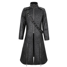 Load image into Gallery viewer, CT209 Cracked Faux Leather Men's Long Coat With Hanging Rivets studded bullet belt