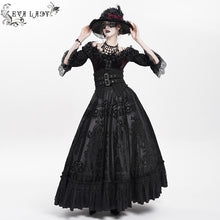 Load image into Gallery viewer, ESKT07001 Gothic 3D velvet flower pattern skirt with corset