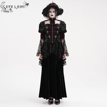Load image into Gallery viewer, ECT01702 Black and red hollowed-out chest halter neck flared sleeves lace swallowtail coat