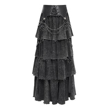 Load image into Gallery viewer, SKT233 Punk distressed long tiered skirt