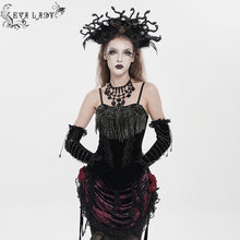 Load image into Gallery viewer, ECST01401 Gothic Corset with Long Beaded Tassels at the Bust