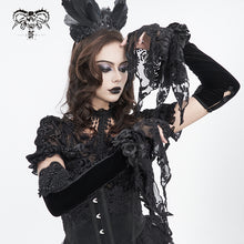 Load image into Gallery viewer, GE035 velvet and embroidered velvet palace flower mesh mid-length women sleeves