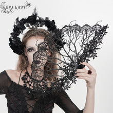 Load image into Gallery viewer, EAS046 Fan with Branch-Patterned Lace Appliqué