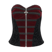 Load image into Gallery viewer, ECST006 Gothic color contrast lace up corset