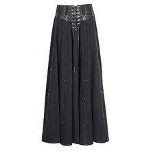 Load image into Gallery viewer, SKT017 torn multiple wearing leather waistband women punk rock black flowing long half skirt