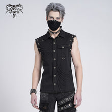 Load image into Gallery viewer, SHT007 club punk rock unedged sleeveless black men faded shirts with pocket
