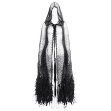 Load image into Gallery viewer, ECA016 Gothic sequined feather hooded women's long cloak