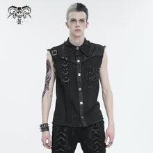Load image into Gallery viewer, SHT102 leather matching webbing twill Sleeveless men's shirt