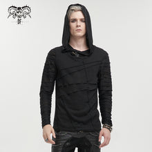 Load image into Gallery viewer, TT158 everyday wear men irregular striped patchwork punk bandage hooded top