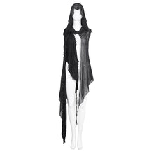 Load image into Gallery viewer, CA006 punk asymmetrical women broken holes black hooded cape