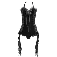 Load image into Gallery viewer, SX027 Gothic Velvet Lace mesh Sexy lingerie Bodysuit