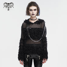 Load image into Gallery viewer, SR014 Plush patchwork hooded cross short sweater