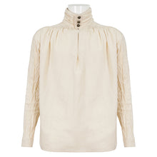 Load image into Gallery viewer, SHT101 Apricot Cotton Linen Jacquard Stand Collar Men's Shirt