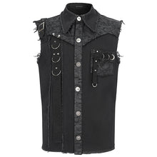 Load image into Gallery viewer, SHT102 leather matching webbing twill Sleeveless men's shirt