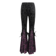 Load image into Gallery viewer, EPT01402 Black and purple Gothic velveteen embossed flared pants