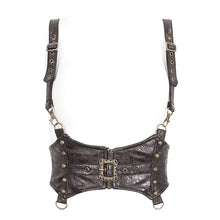 Load image into Gallery viewer, AS175 Punk brown imitation textured leather women corset