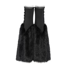 Load image into Gallery viewer, AS323 Black plush V-shaped mid-length leg warmers