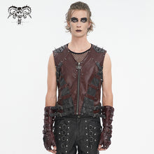 Load image into Gallery viewer, WT08602 wine hand brushed leather men vest