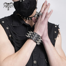 Load image into Gallery viewer, AS079 punk unisex heavy metal wide multi-row spiked leather bracelet