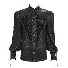 Load image into Gallery viewer, SHT136 Crinkled Shiny Woven Gothic Drawstring Shirt
