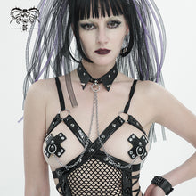 Load image into Gallery viewer, AS147 Faux Leather Studded Choker With Chain And Blooddrop