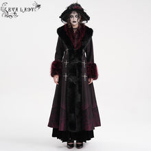 Load image into Gallery viewer, ECT016 thick warm gothic fur Black and red gradient nylon wool long coat