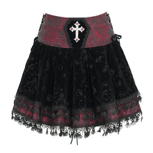 Load image into Gallery viewer, SKT23002 Black and red Summer Girls Gothic Rose Jacquard Skirts