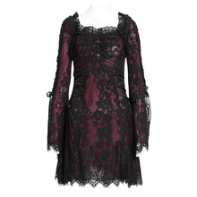 Load image into Gallery viewer, SKT24502 Red floral Lace Long Sleeve Gothic Dress