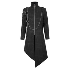 Load image into Gallery viewer, CT206 rubberized cross pattern leather shoulder loops asymmetrical men's long coat