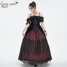 Load image into Gallery viewer, ESKT04502 Black and red Gothic suspender dress
