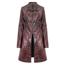 Load image into Gallery viewer, CT21302 RED Irregular rubberized faux leather contrasting stripe coat
