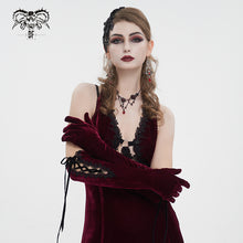 Load image into Gallery viewer, GE02502 Wine velvet strap gloves