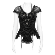 Load image into Gallery viewer, ETT046 Gothic Rose Velvet V-Neck T-Shirt