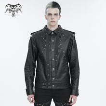 Load image into Gallery viewer, CT207 Punk Rivets Studded Webbing Faux Leather Men's Short Jacket