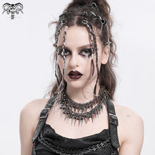 Load image into Gallery viewer, AS210 Punk Double Chain Spike Necklace