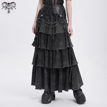 Load image into Gallery viewer, SKT233 Punk distressed long tiered skirt