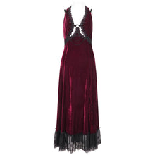 Load image into Gallery viewer, ESKT04302 Red Velvet halterneck strappy dress