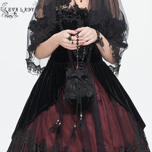 Load image into Gallery viewer, EAS014 Gothic velveteen floral mesh tote bag