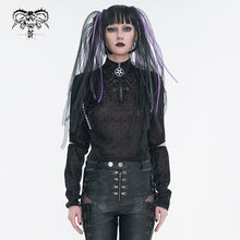 Load image into Gallery viewer, TT231 Cyberpunk black mesh Long Sleeve Women's T-Shirt