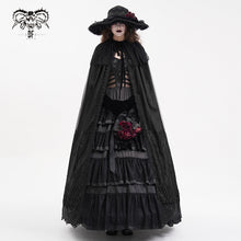 Load image into Gallery viewer, CA04501 Black Gothic Lace Hooded Cloak