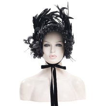 Load image into Gallery viewer, EAS022 Gothic long feather flower straw half hat