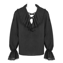 Load image into Gallery viewer, SHT10901 Black Gothic V-neck chiffon shirt for men