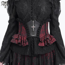 Load image into Gallery viewer, AS20902 new arrival black and red women Gothic rose zipper jacquard lace corset