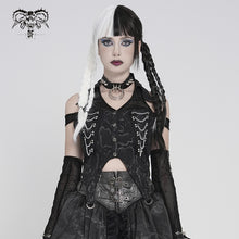 Load image into Gallery viewer, SHT150 Serpentine-Print Woven Halter-Neck Off-Shoulder Punk Shirt